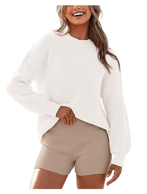 BTFBM Women's Casual Long Sleeve Pullover Sweaters Crew Neck Oversized Ribbed Knit 2023 Fall Winter Sweater Jumper Tops