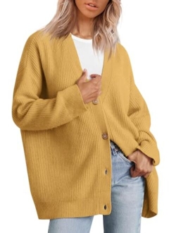 LILLUSORY Women's Cardigan 2023 Open Front Oversized Button Lightweight Sweaters V Neck Loose Cardigans Knit Outwear