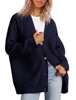 LILLUSORY Women's Cardigan 2023 Open Front Oversized Button Lightweight Sweaters V Neck Loose Cardigans Knit Outwear