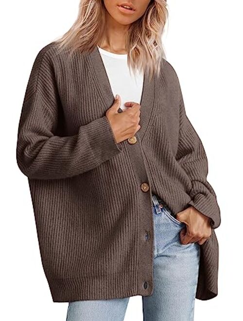 LILLUSORY Women's Cardigan 2023 Open Front Oversized Button Lightweight Sweaters V Neck Loose Cardigans Knit Outwear