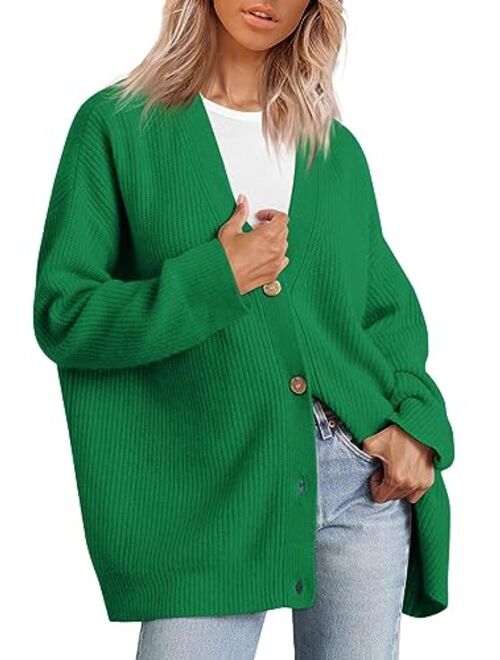 LILLUSORY Women's Cardigan 2023 Open Front Oversized Button Lightweight Sweaters V Neck Loose Cardigans Knit Outwear