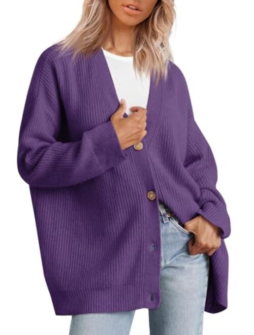 LILLUSORY Women's Cardigan 2023 Open Front Oversized Button Lightweight Sweaters V Neck Loose Cardigans Knit Outwear