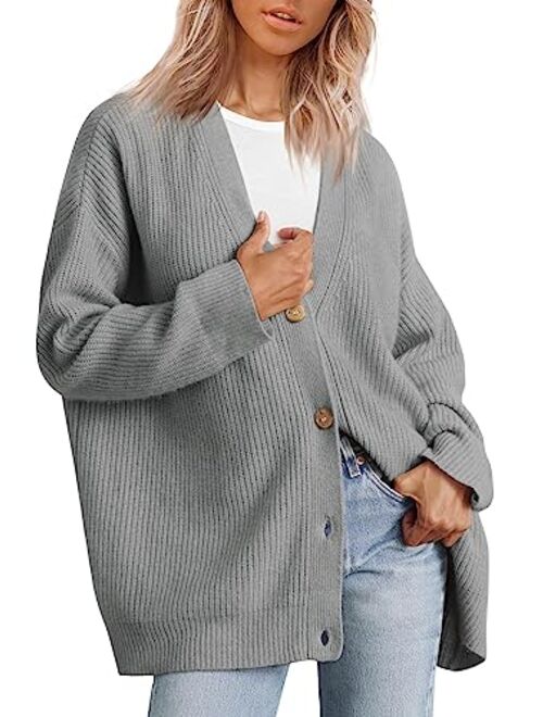 LILLUSORY Women's Cardigan 2023 Open Front Oversized Button Lightweight Sweaters V Neck Loose Cardigans Knit Outwear