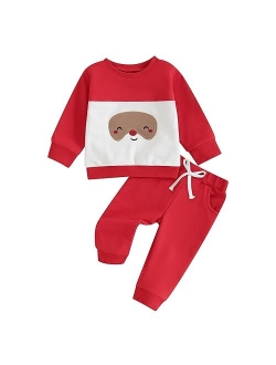 Karwuiio Toddler Baby Christmas Outfit Long Sleeve Crew Neck Sweatshirt with Sweatpants Fall Winter Clothes for Girls Boys