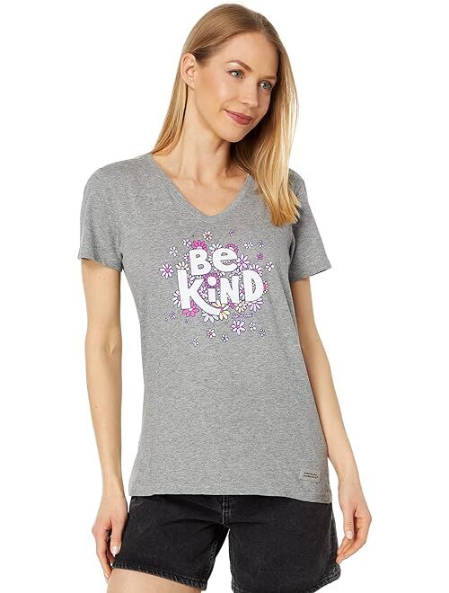 Life is Good Be Kind Flower Lines Short Sleeve Crusher-Lite Vee