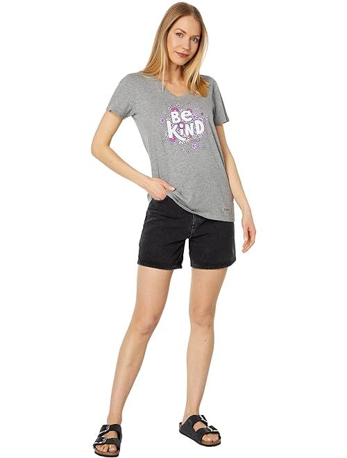 Life is Good Be Kind Flower Lines Short Sleeve Crusher-Lite Vee