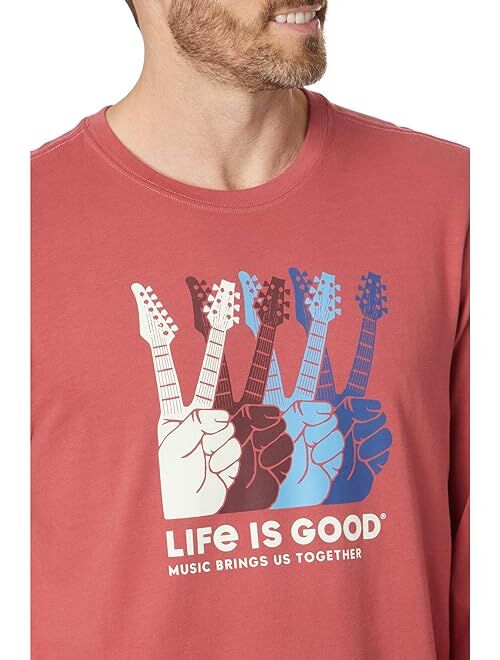 Life is Good Music Peace Guitars Long Sleeve Crusher Tee