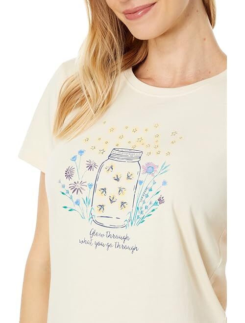 Life is Good Fireflies Flowers Jar Short Sleeve Crusher Tee