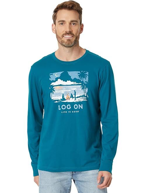 Life is Good Log On Bonfire Long Sleeve Crusher-Lite Tee