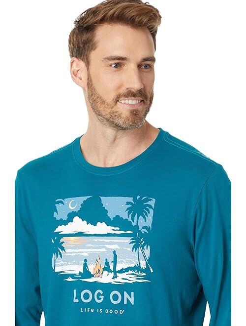 Life is Good Log On Bonfire Long Sleeve Crusher-Lite Tee