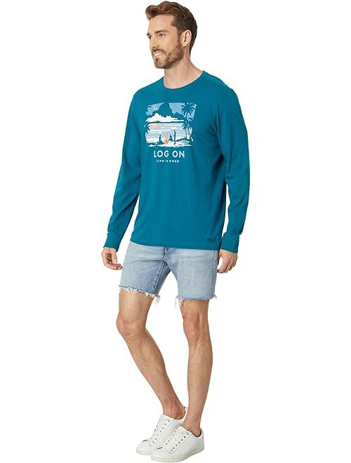 Life is Good Log On Bonfire Long Sleeve Crusher-Lite Tee