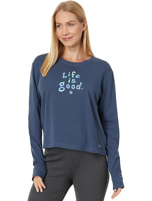 Life is Good Lig Vintage Stacked Airbrush Long Sleeve Boxy Crusher Tee