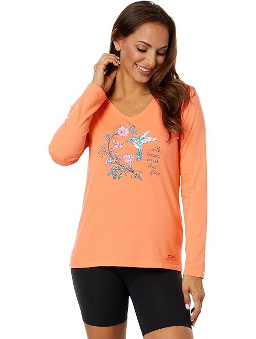 Life is Good Hummingbird Brave Wings Long Sleeve Crusher Vee