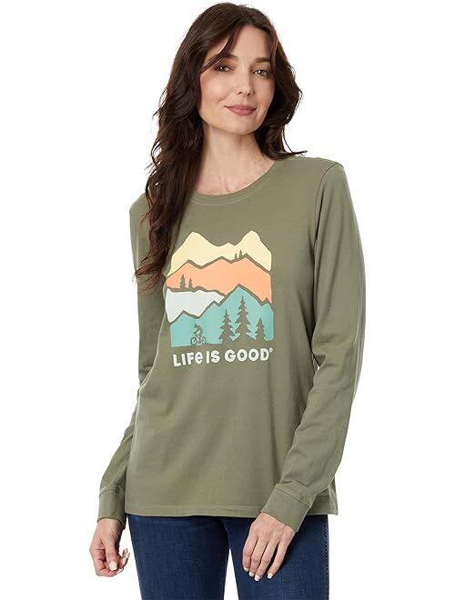 Life is Good Mountain Bike Landscape Long Sleeve Crusher Tee