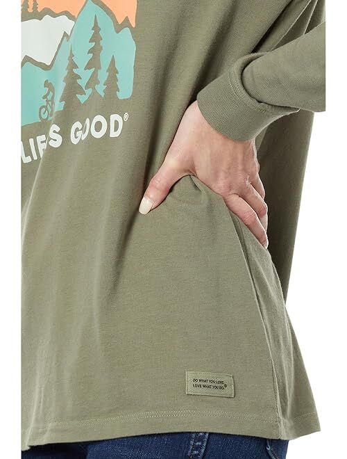 Life is Good Mountain Bike Landscape Long Sleeve Crusher Tee