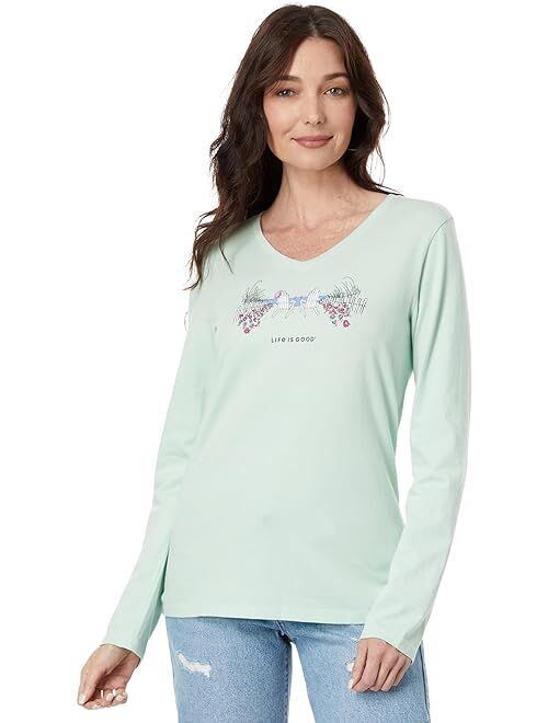 Life is Good Beach Path Long Sleeve Crusher Vee