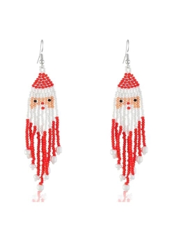 Hying Christmas Earrings Set for Women Girls, Christmas Beaded Dangle Earrings Xmas Fashion Jewelry Gift Earrings