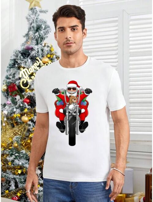 Shein Men Christmas Santa Claus Print Tee