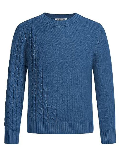 GRACE KARIN Boys Pullover Sweater Knitted Long Sleeve Crew Neck Textured Sweater