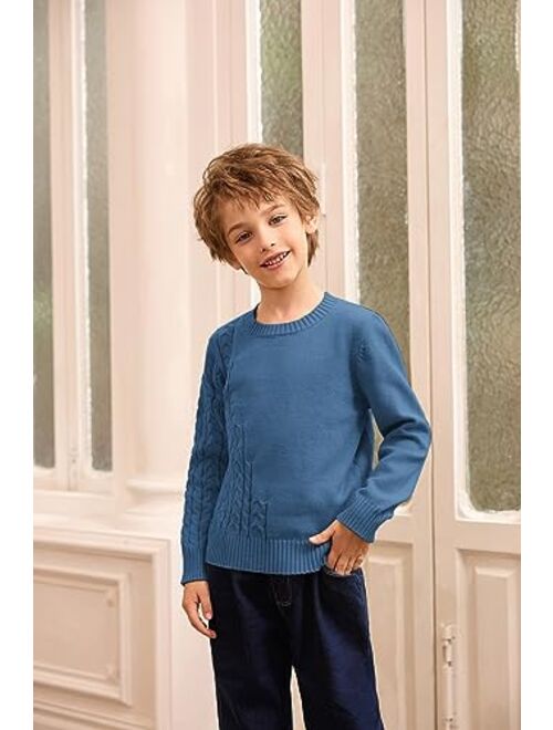 GRACE KARIN Boys Pullover Sweater Knitted Long Sleeve Crew Neck Textured Sweater