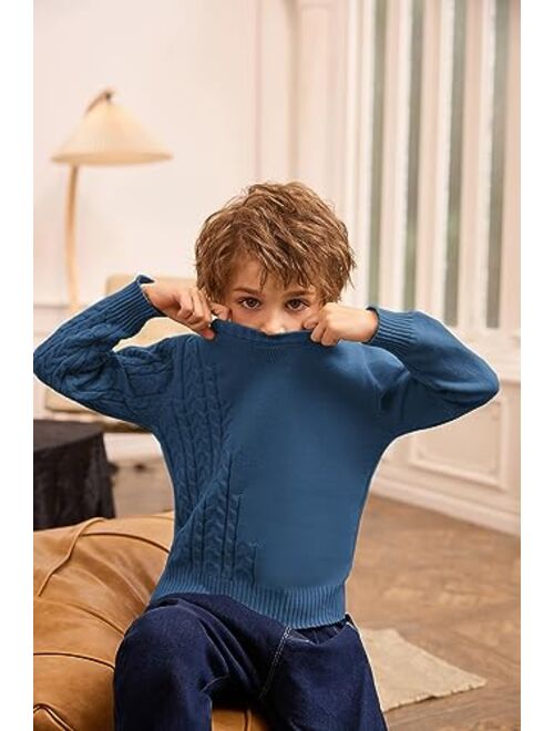 GRACE KARIN Boys Pullover Sweater Knitted Long Sleeve Crew Neck Textured Sweater