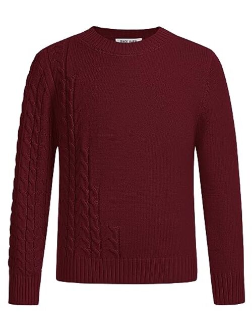 GRACE KARIN Boys Pullover Sweater Knitted Long Sleeve Crew Neck Textured Sweater