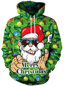 Arvilhill Men Christmas Ugly 3D Printed Graphic Long Sleeve Hoodies