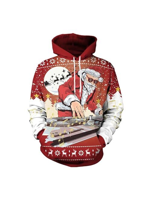 Arvilhill Men Christmas Ugly 3D Printed Graphic Long Sleeve Hoodies