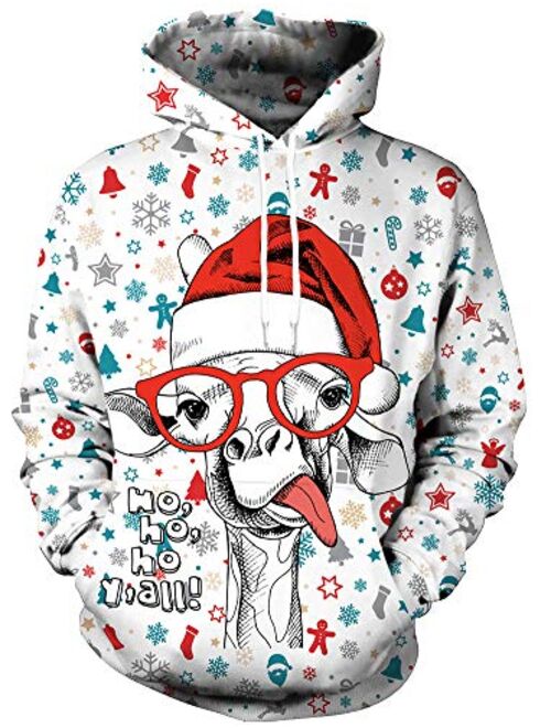 Arvilhill Men Christmas Ugly 3D Printed Graphic Long Sleeve Hoodies