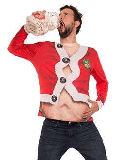 Faux Real Men's 3D Photo-Realistic Ugly Christmas Sweater Long Sleeve T-Shirt