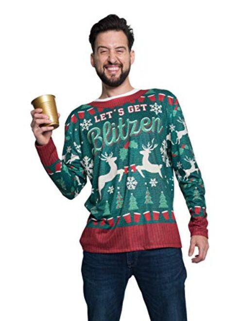 Faux Real Men's 3D Photo-Realistic Ugly Christmas Sweater Long Sleeve T-Shirt