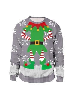 GRAJTCIN Unisex's Funny 3D Graphic Ugly Christmas Sweater Pullover Sweatshirts for Ugly Christmas Sweater Party