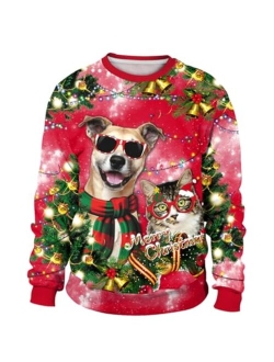 GRAJTCIN Unisex's Funny 3D Graphic Ugly Christmas Sweater Pullover Sweatshirts for Ugly Christmas Sweater Party