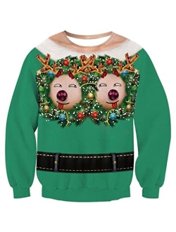 Goodstoworld Mens/Womens Ugliest Christmas Sweatshirt 3D Unique Hilarious Graphic Pullover Shirt S-4XL