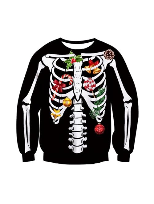 Goodstoworld Mens/Womens Ugliest Christmas Sweatshirt 3D Unique Hilarious Graphic Pullover Shirt S-4XL