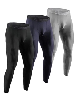 DEVOPS 2 or 3 Pack Men's Thermal Compression Pants, Athletic Leggings Base Layer Bottoms