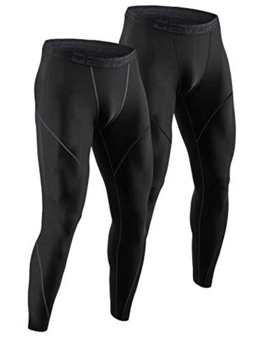 DEVOPS 2 or 3 Pack Men's Thermal Compression Pants, Athletic Leggings Base Layer Bottoms