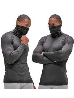 DEVOPS 2 Pack Men's Thermal Turtle Mock Neck Shirts, Compression Long Sleeve Tops and Hoodies