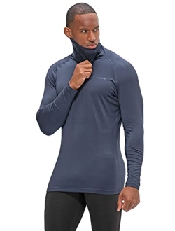 DEVOPS 2 Pack Men's Thermal Turtle Mock Neck Shirts, Compression Long Sleeve Tops and Hoodies