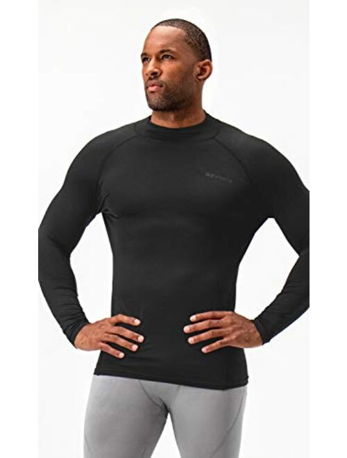 DEVOPS 2 Pack Men's Thermal Turtle Mock Neck Shirts, Compression Long Sleeve Tops and Hoodies