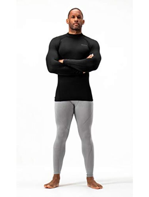 DEVOPS 2 Pack Men's Thermal Turtle Mock Neck Shirts, Compression Long Sleeve Tops and Hoodies