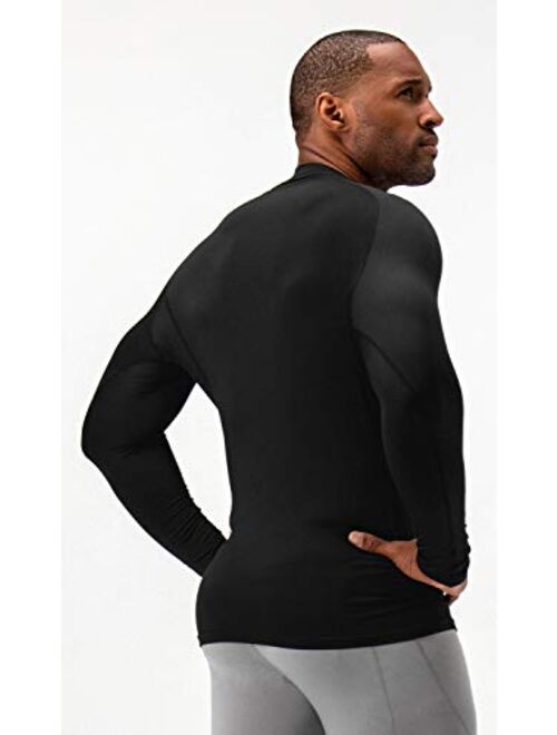 DEVOPS 2 Pack Men's Thermal Turtle Mock Neck Shirts, Compression Long Sleeve Tops and Hoodies