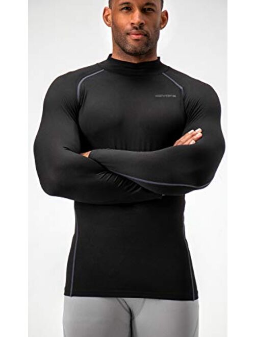 DEVOPS 2 Pack Men's Thermal Turtle Mock Neck Shirts, Compression Long Sleeve Tops and Hoodies