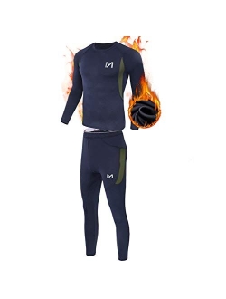 MEETYOO Thermal Underwear for Men, Winter Gear Long Johns Base Layer Top and Bottom Set for Skiing Running