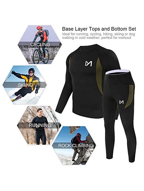 MEETYOO Thermal Underwear for Men, Winter Gear Long Johns Base Layer Top and Bottom Set for Skiing Running