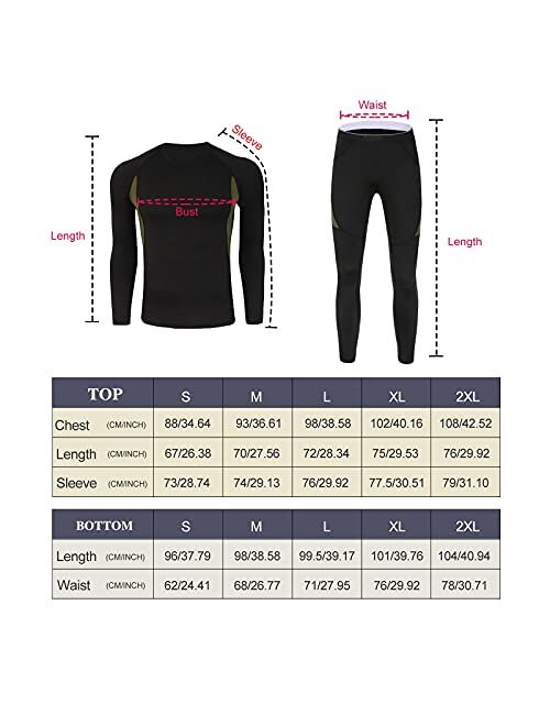 MEETYOO Thermal Underwear for Men, Winter Gear Long Johns Base Layer Top and Bottom Set for Skiing Running