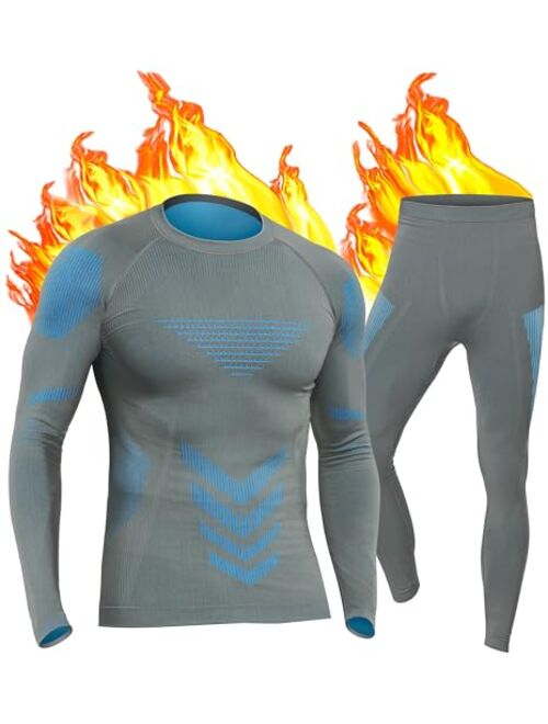 UNIQUEBELLA Men's Thermal Underwear Sets Top & Long Johns Fleece Sweat Quick Drying Thermo Base Layer