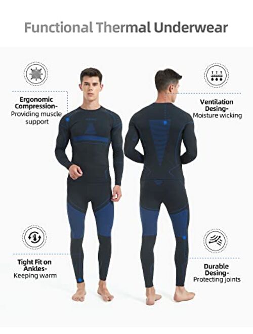 Nooyme Thermal Underwear for Men Long Johns for Men, Long Underwear Mens Base Layer Men for Cold Weather