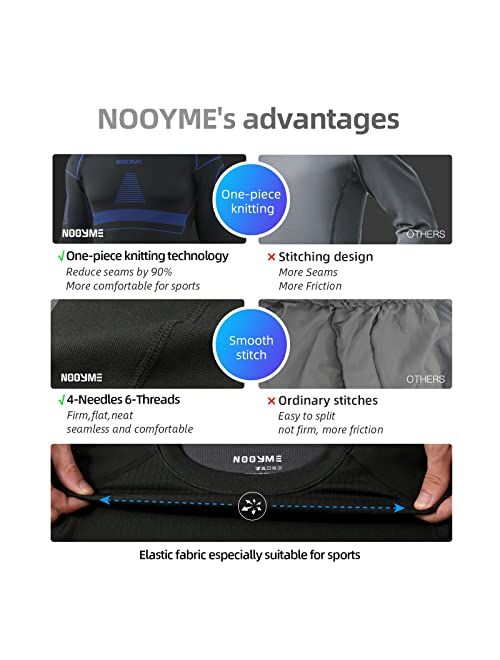 Nooyme Thermal Underwear for Men Long Johns for Men, Long Underwear Mens Base Layer Men for Cold Weather