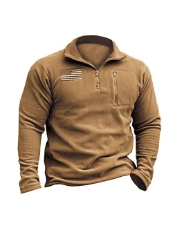 Beotyshow Mens Tactical Fleece Jacket Polar Soft Warm Quarter Zip Pullover